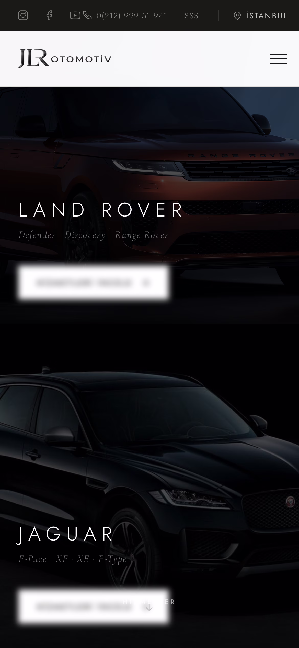 JLR Otomotiv hizmetler sayfası