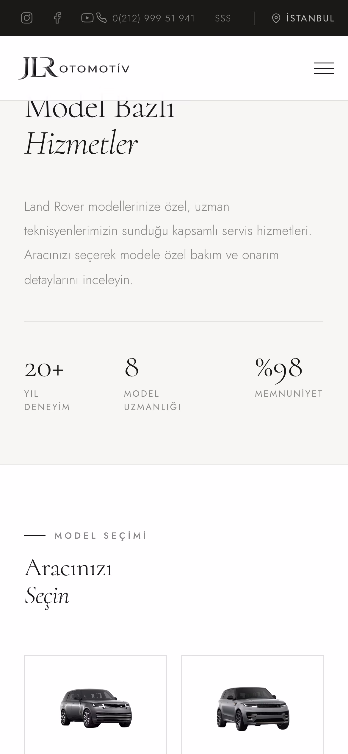 JLR Otomotiv Land Rover marka sayfası