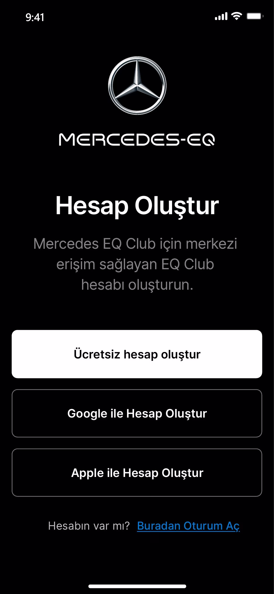 Mercedes EQ Club kayıt yöntemleri