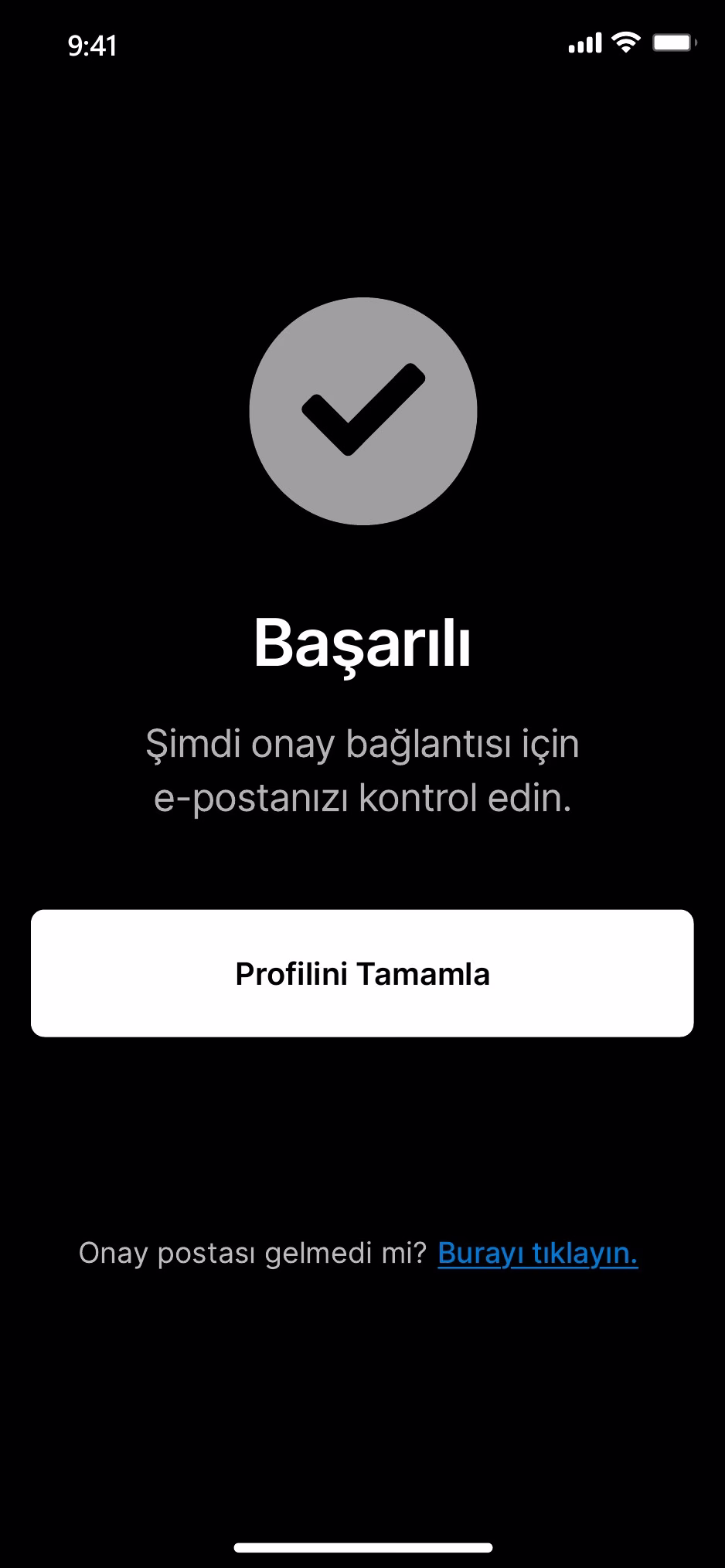 Mercedes EQ Club kayıt başarılı ekranı