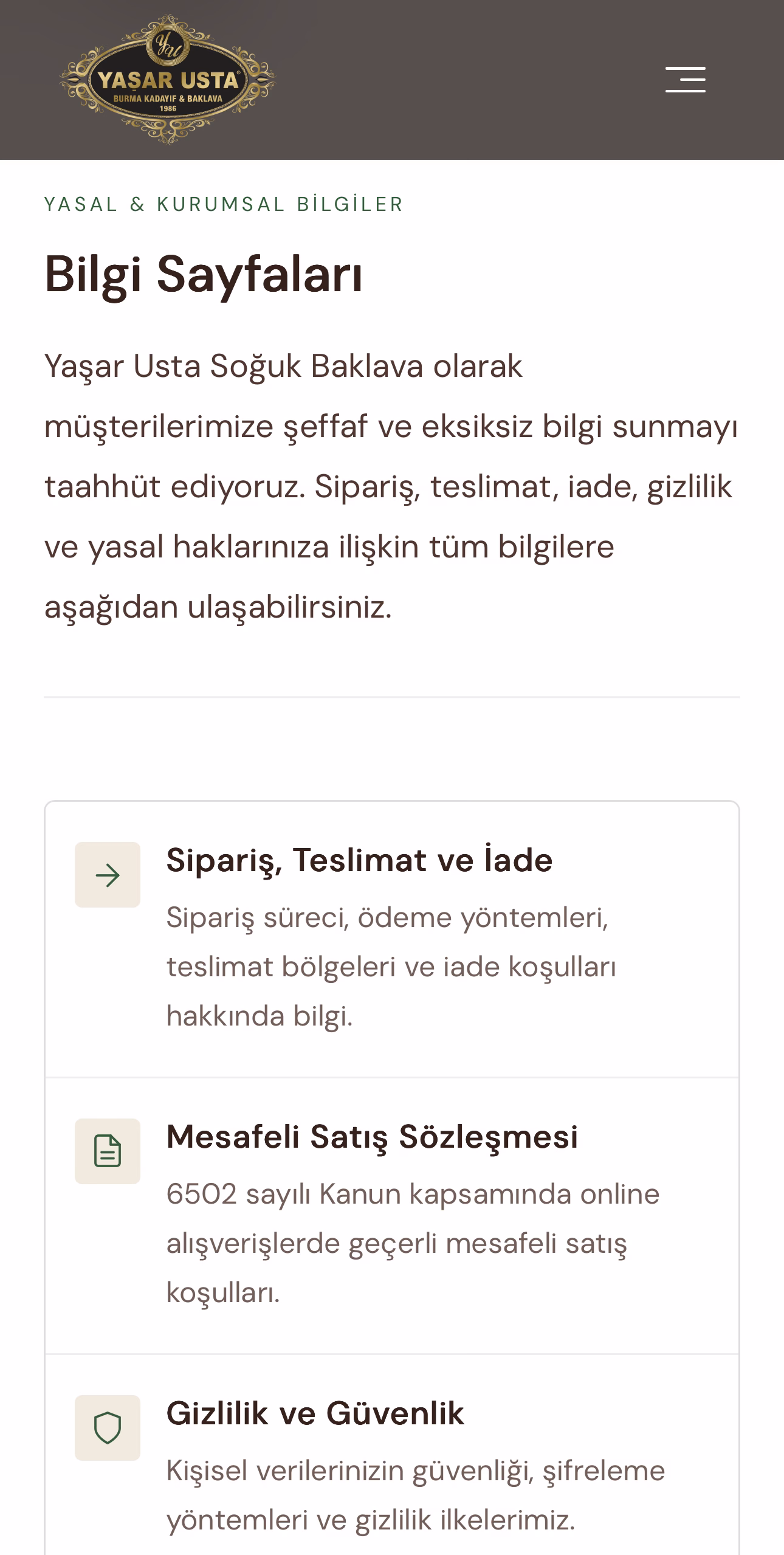 Soğuk Baklava teşekkür sayfası